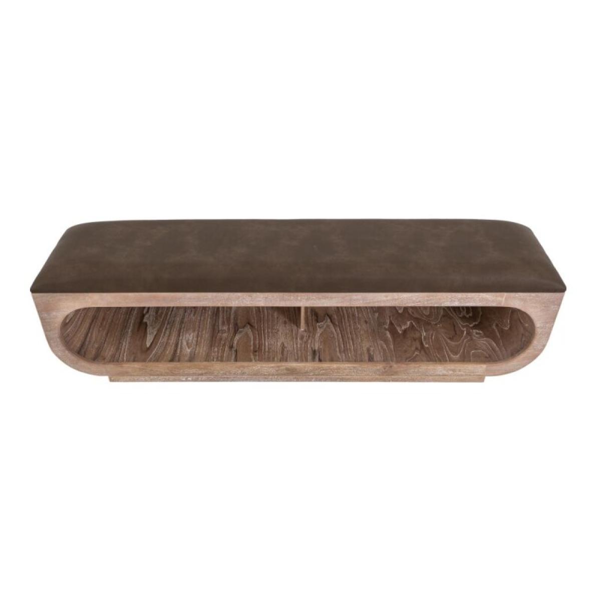 Balam Wooden bench with a cushioned seat and open storage underneath - Image 4