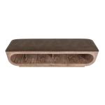 Balam Wooden bench with a cushioned seat and open storage underneath - Image 4