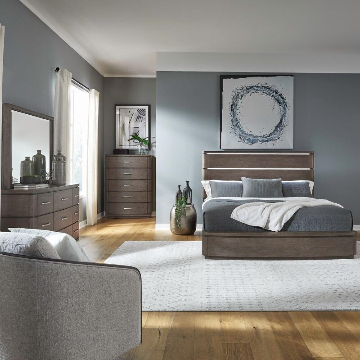 King Panel Bed, Dresser & Mirror, Chest - Image 2