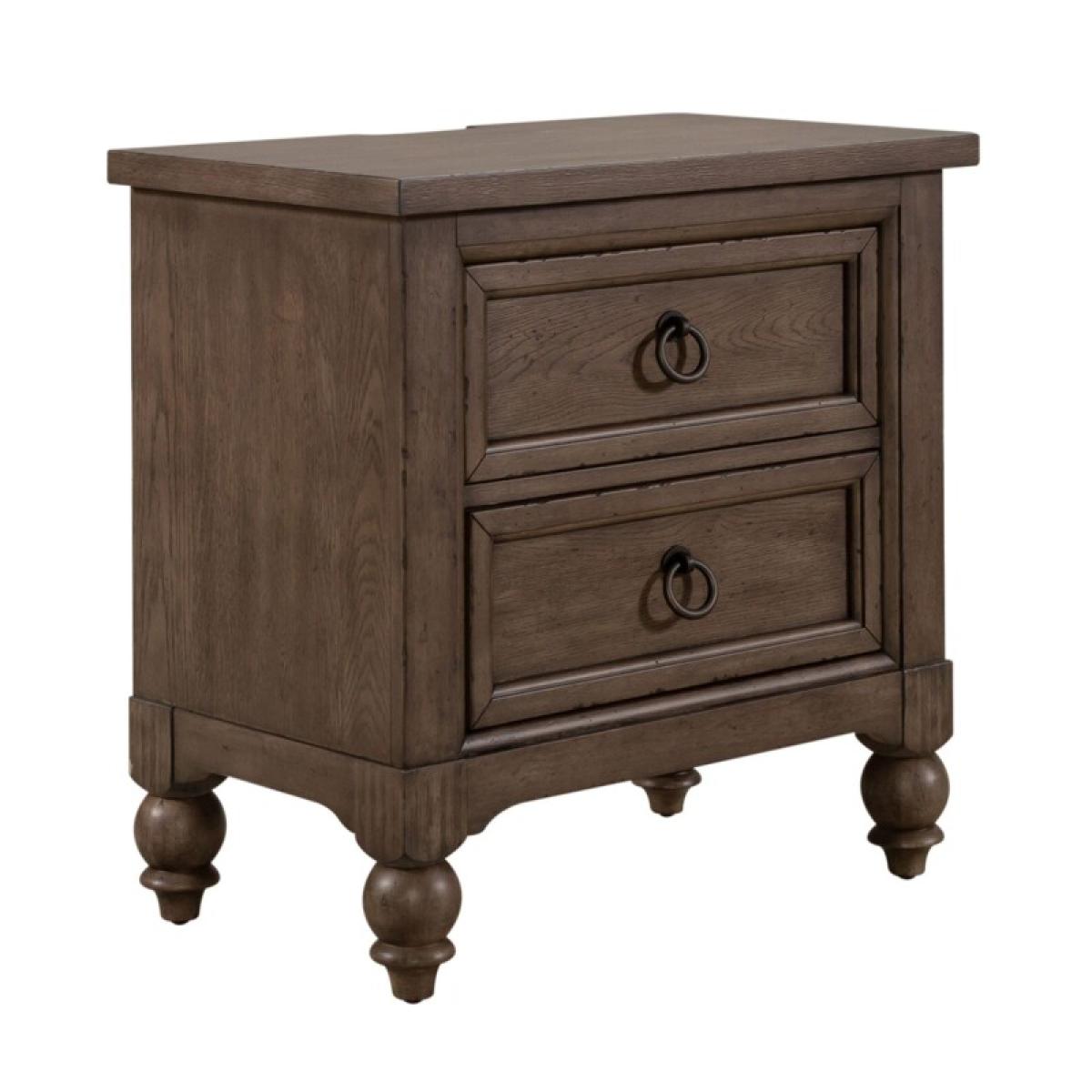Americana Farmhouse 2 Drawer Night Stand w/ Charging Station - Image 3
