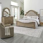 King California Uph Bed, Dresser & Mirror