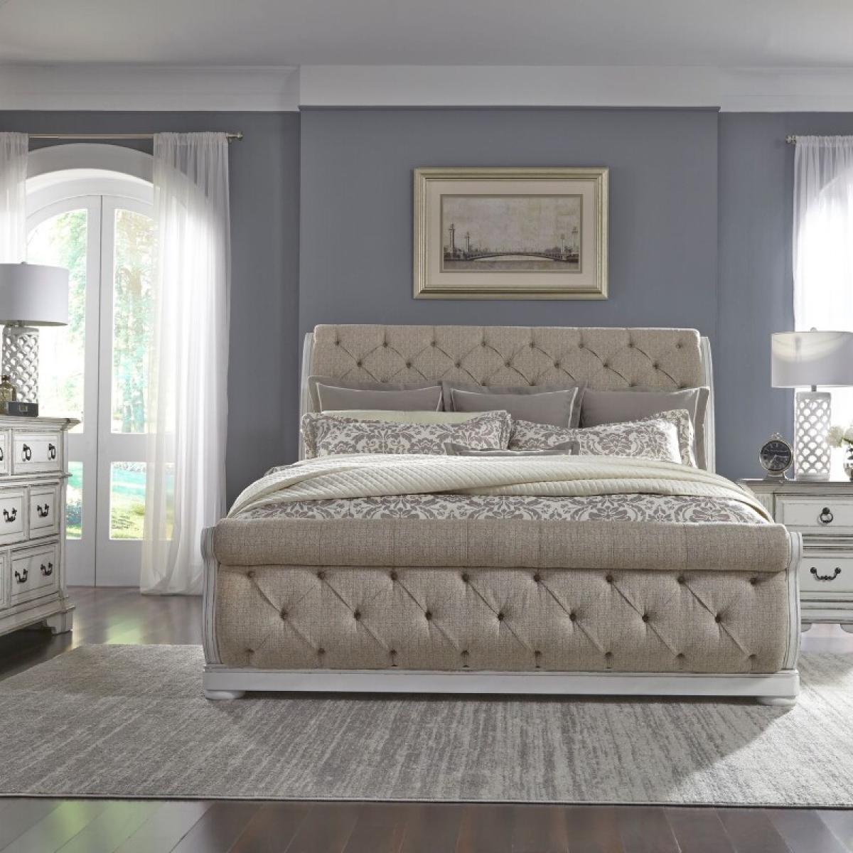 Abbey Park King California Sleigh Bed, Dresser & Mirror, Night Stand - Image 2