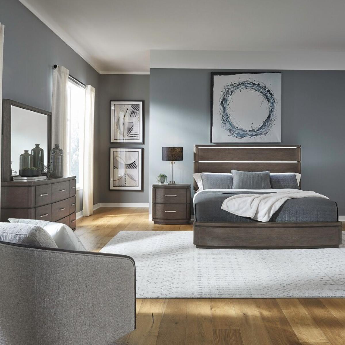 King California Panel Bed, Dresser & Mirror, Night Stand - Image 2