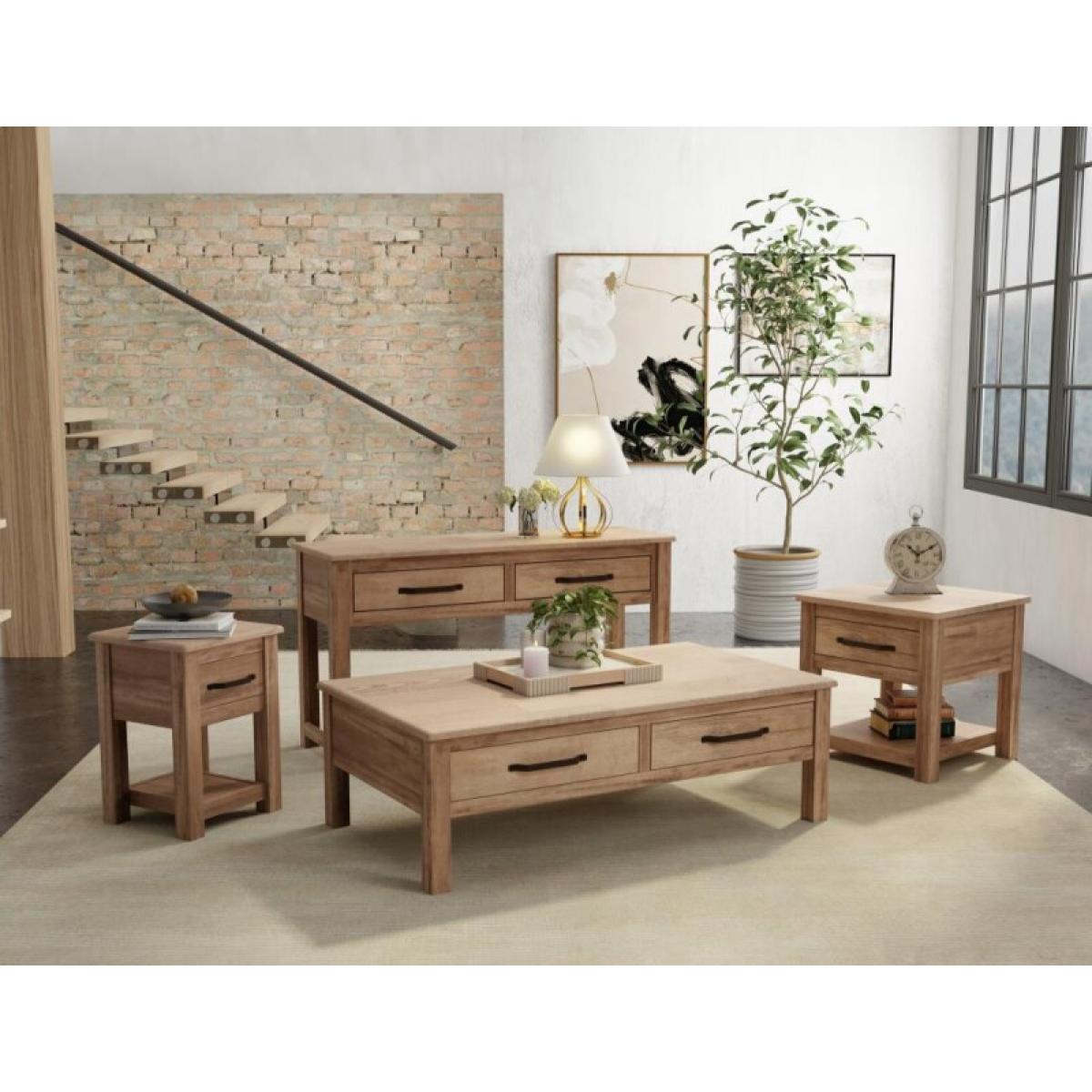 2 Drawer Sofa Table - Natural Parota - Image 3