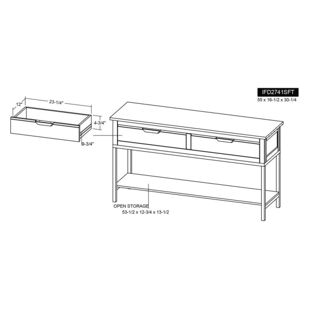 2 Drawer, 1 Shelf Sofa Table - Dark Mita - Image 7