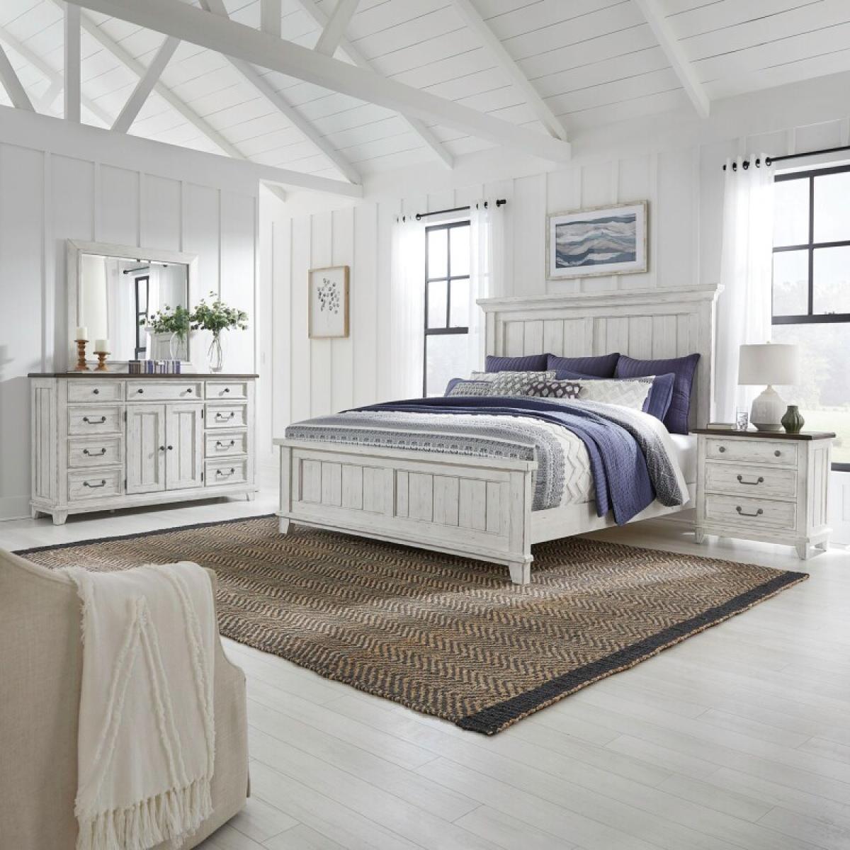 King Panel Bed, Dresser & Mirror, Night Stand - Image 2