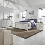 King Panel Bed, Dresser & Mirror, Night Stand