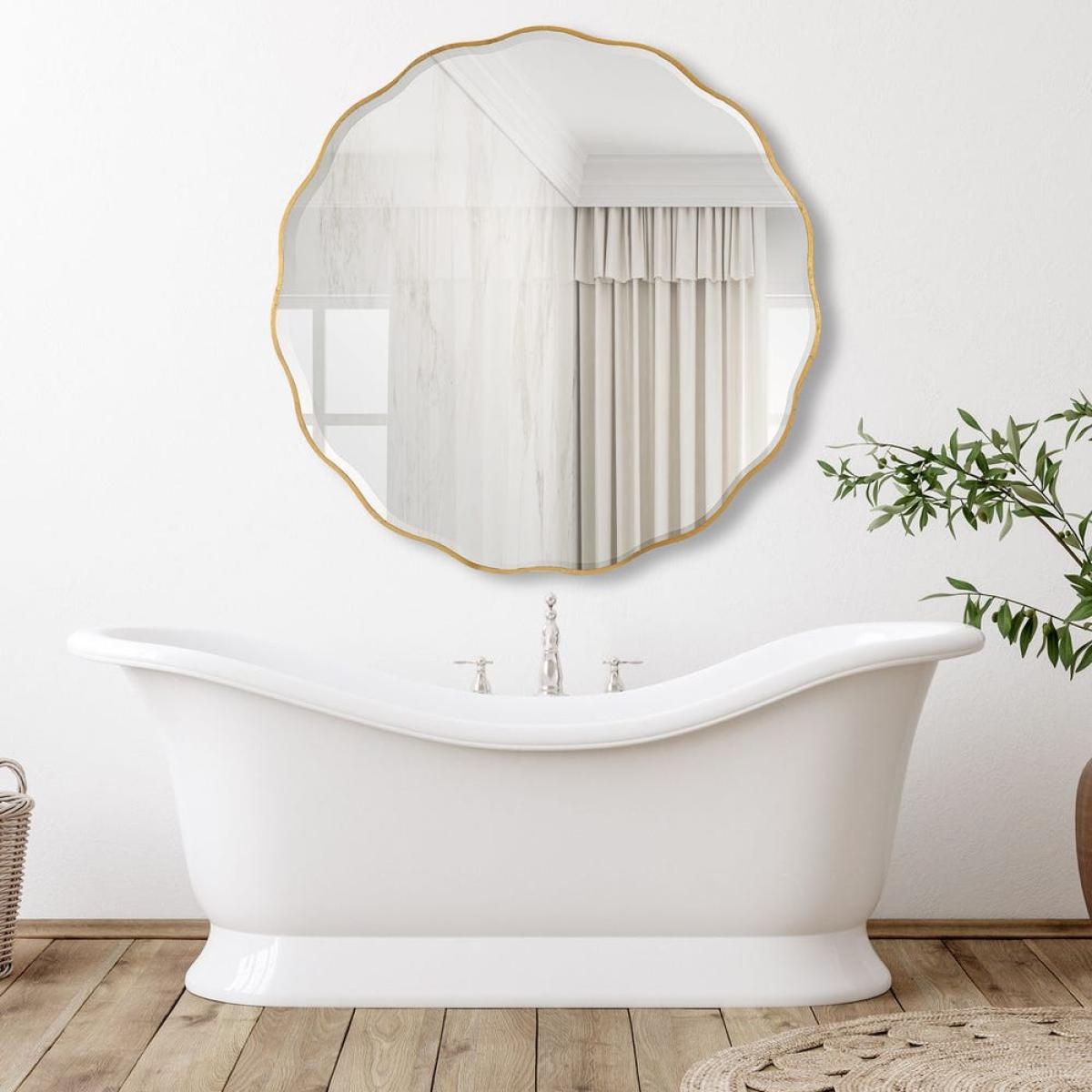 Aneta Large Round Mirror, Gold - Image 4