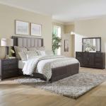 King Uph Bed, Dresser & Mirror, Night Stand