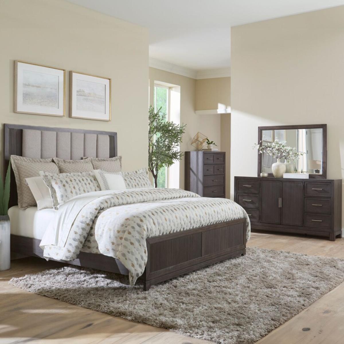 Opt Queen Uph Bed, Dresser & Mirror, Chest - Image 2