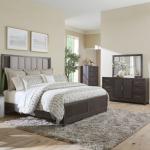 Opt Queen Uph Bed, Dresser & Mirror, Chest