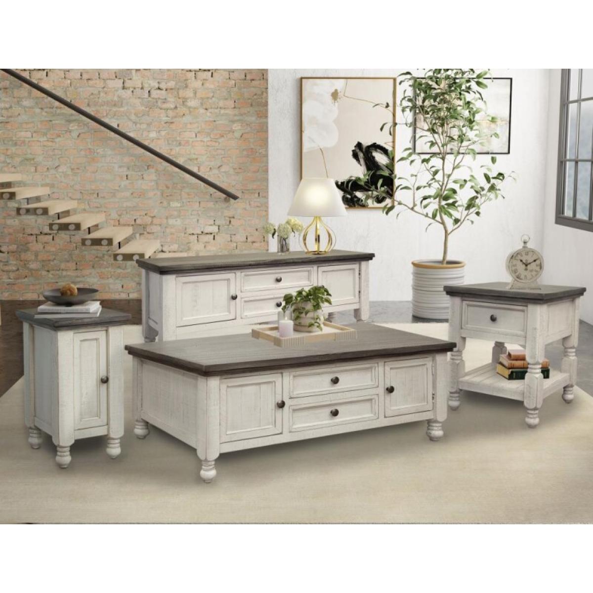 2 Drawer 2 Door Sofa Table - Stone - Image 4