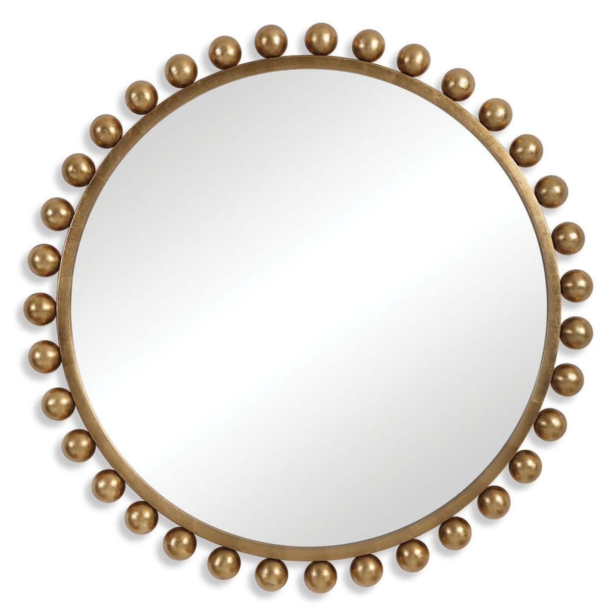 Cyra Round Mirror, Gold - Image 2