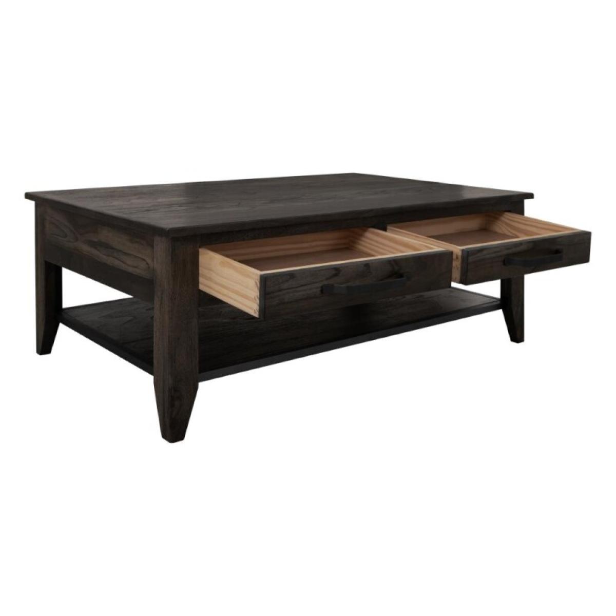 4 Drawer, 1 Shelf Cocktail Table - Teak - Image 4