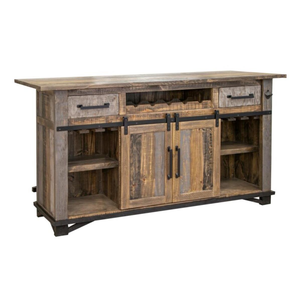 2 Drawer 2 Doors Bar - Loft Brown - Image 2