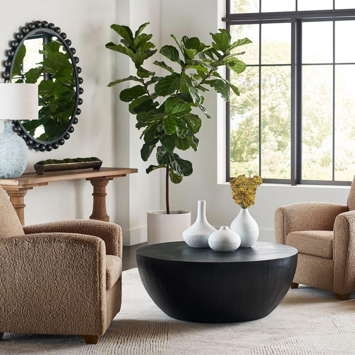 Cyra Round Mirror, Black - Image 9