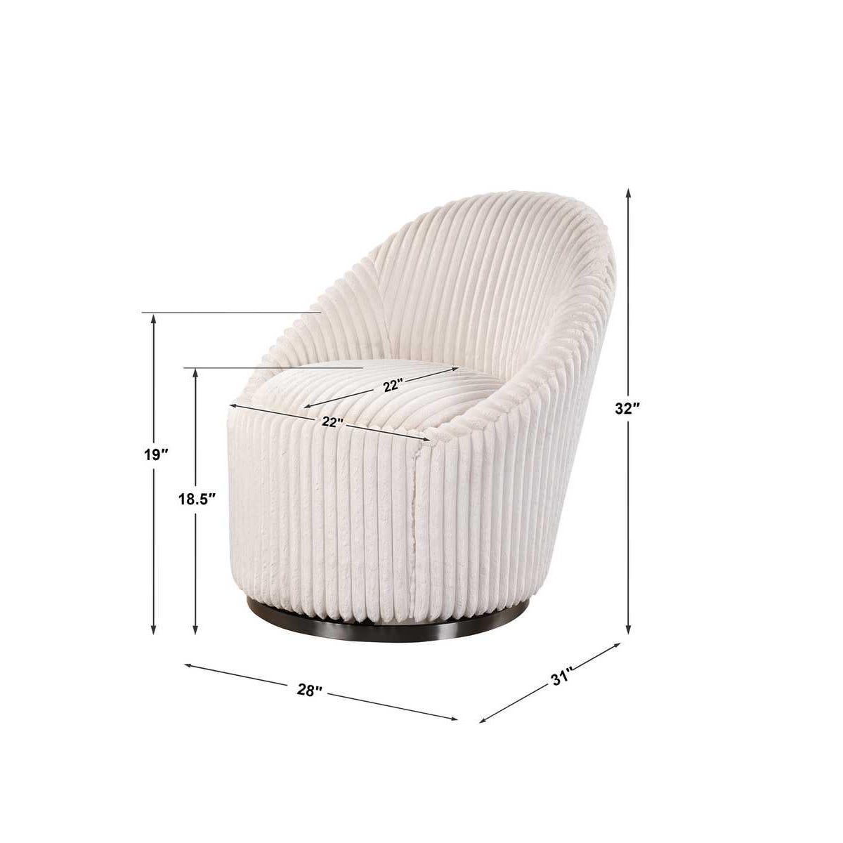 Crue Swivel Chair, Ivory - Image 9