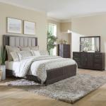 King California Uph Bed, Dresser & Mirror, Chest