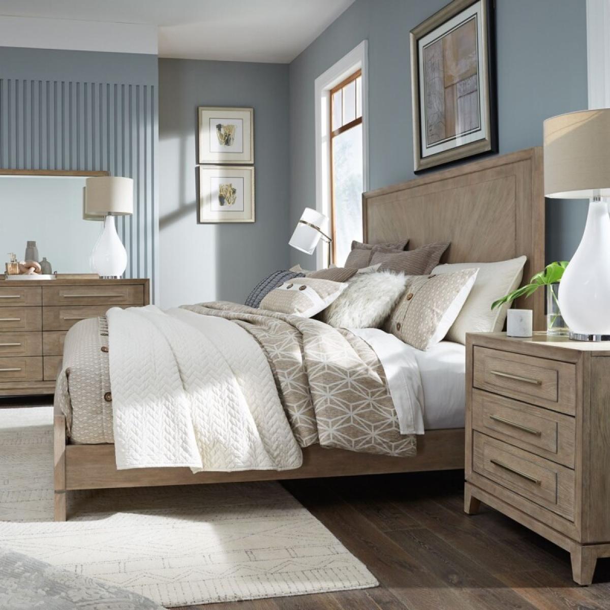 Brentwood King California Panel Bed, Dresser & Mirror, Night Stand - Image 2