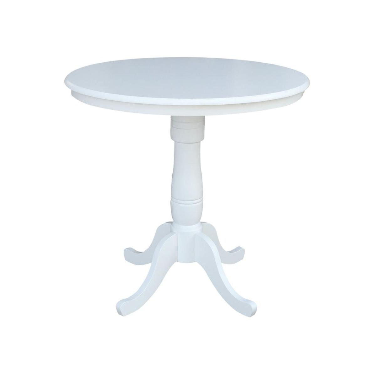 Dining Essentials - 36'' Round Table Top w/36"H Traditional Pedestal w/ Extension in Pure White - Image 2