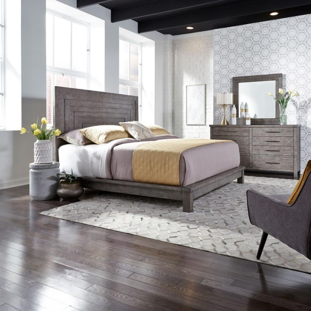 King California Platform Bed, Dresser & Mirror - Image 2