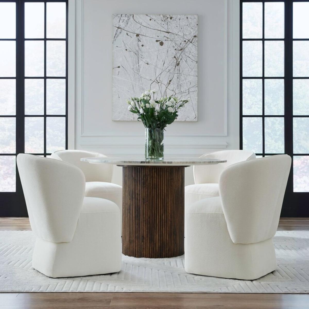 Accent Dining Chair w/ Casters - Ivory - Image 4
