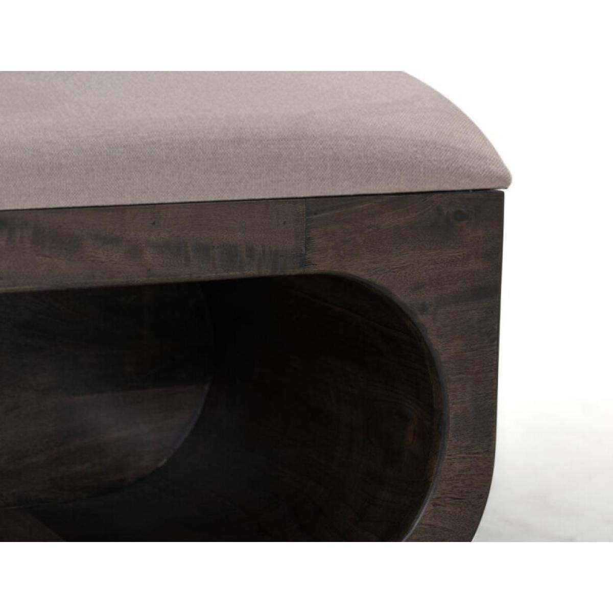 Balam Wooden bench with a cushioned seat and open storage underneath. - Image 5