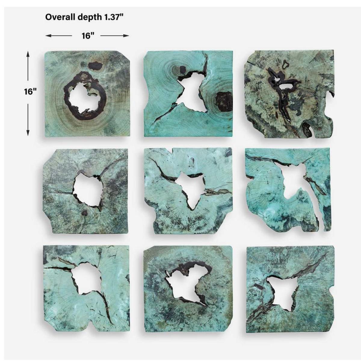 Bahati Wood Wall Decor, Blue, S/9 - Image 10