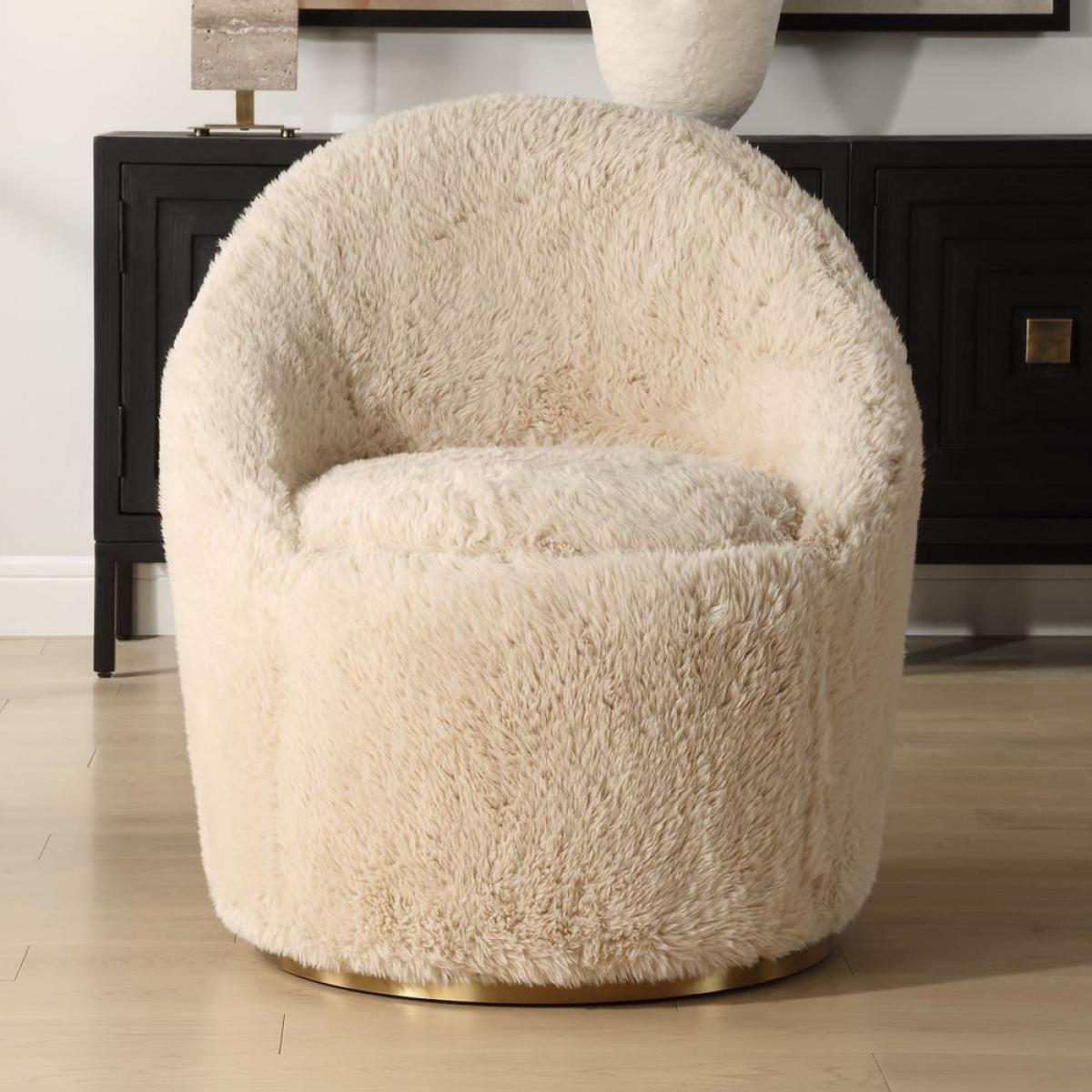 Crue Swivel Chair, Sheepskin - Image 4