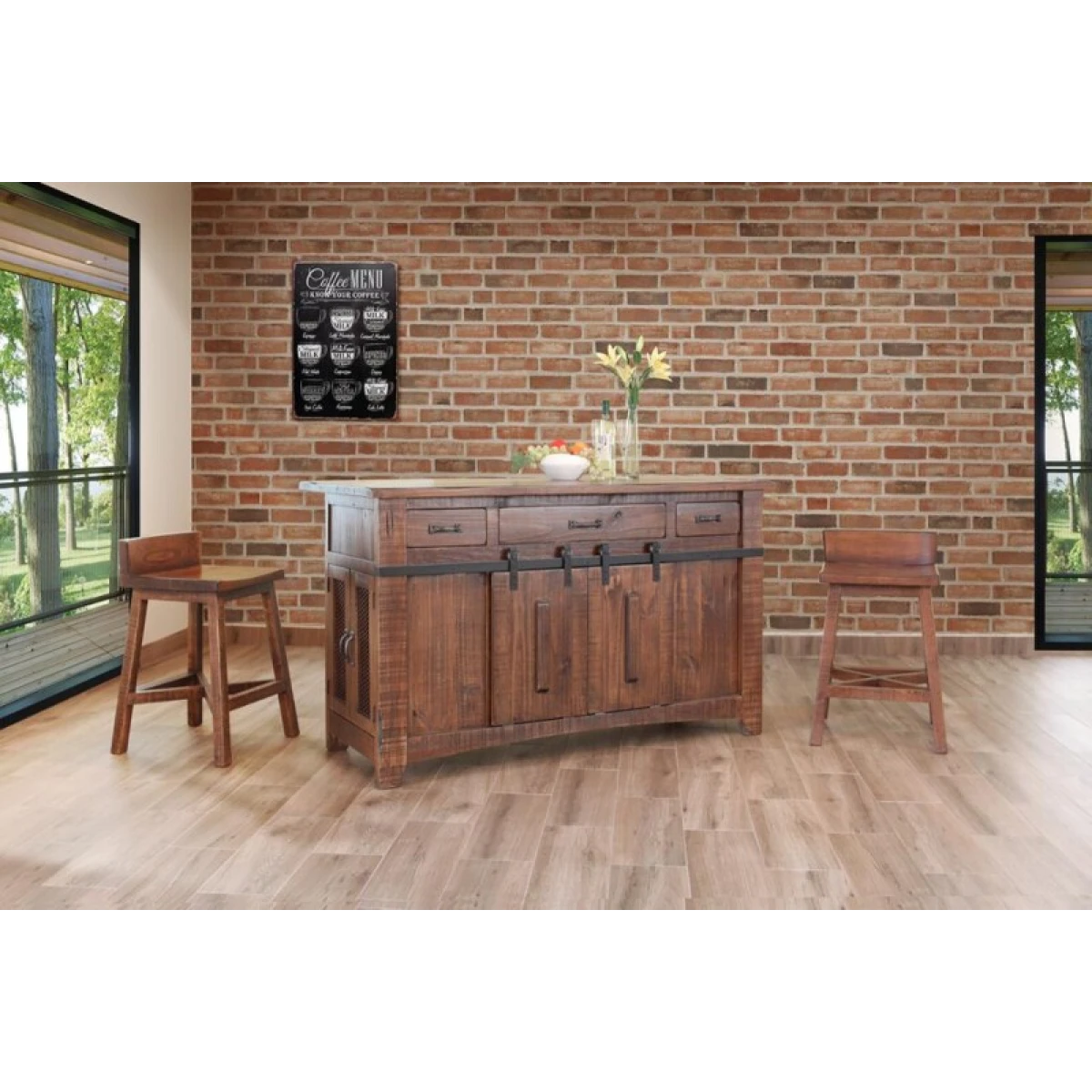 Pueblo 24" Wooden Stool - Image 3