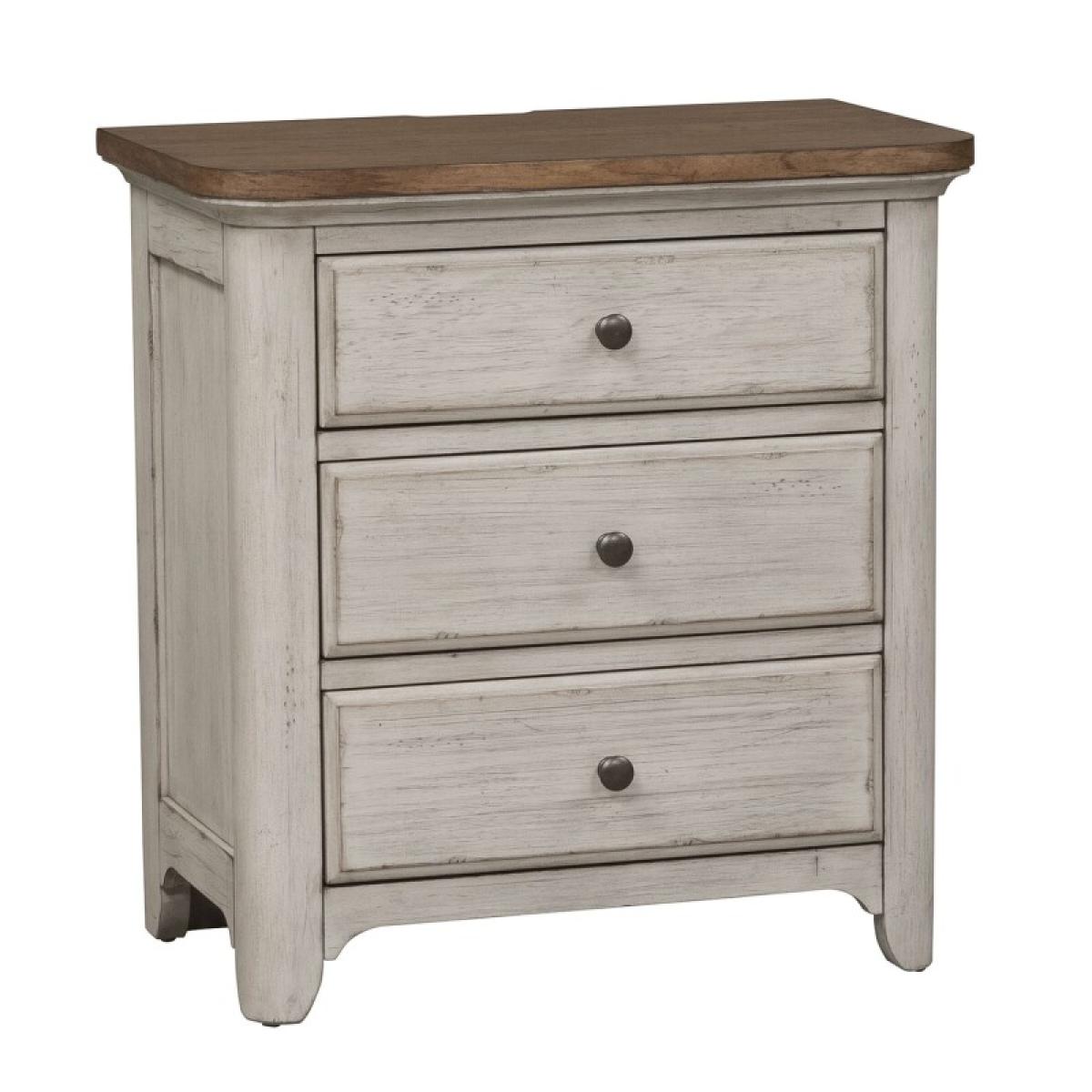 Farmhouse Reimagined 3 Drawer Night Stand w/ Charging Station - Image 3