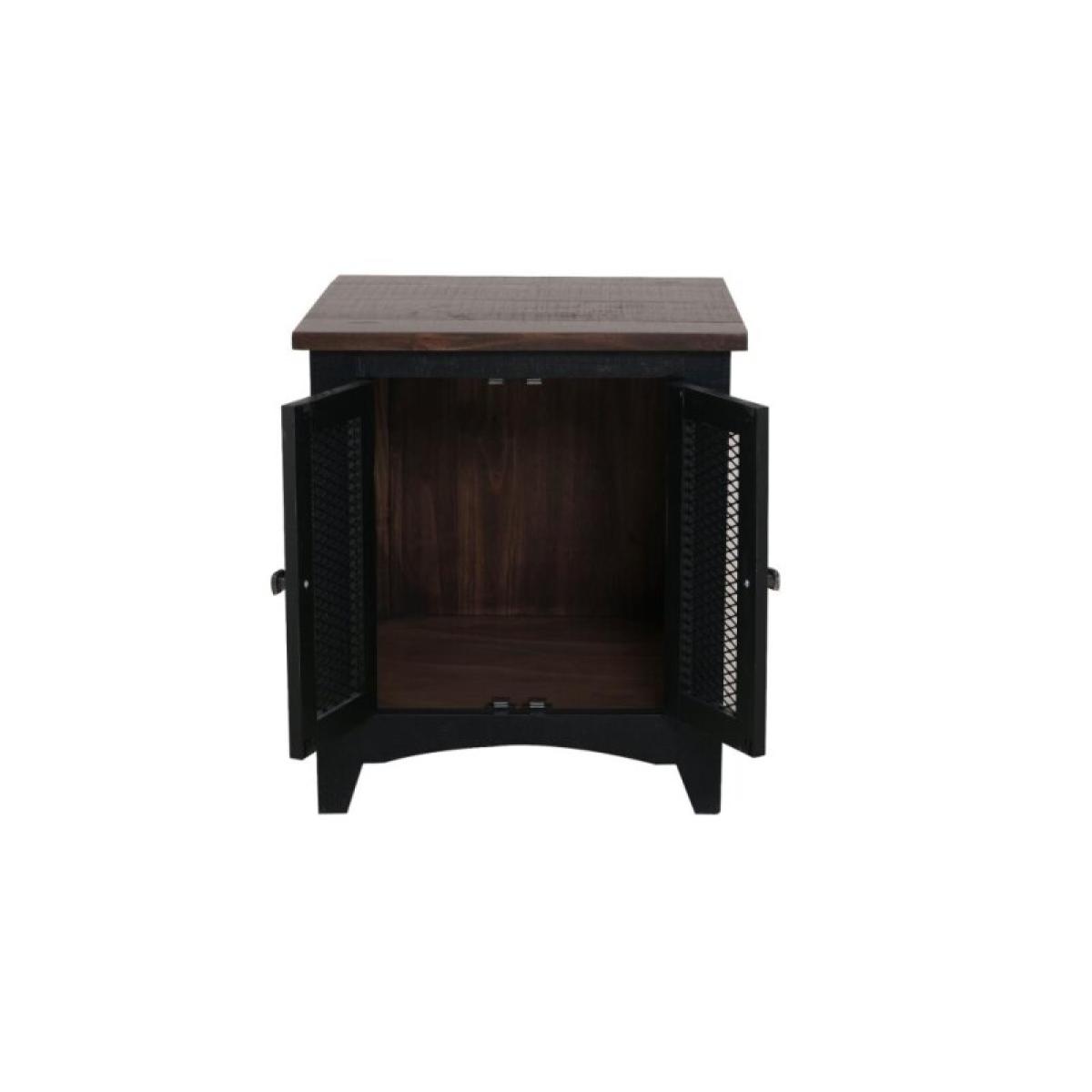Pueblo 2 Metal Mesh Doors End Table - Image 7