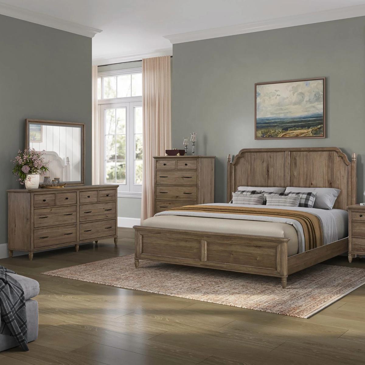 King California Panel Bed, Dresser & Mirror, Chest - Image 2