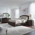 King Uph Storage Bed, Dresser & Mirror, Night Stand