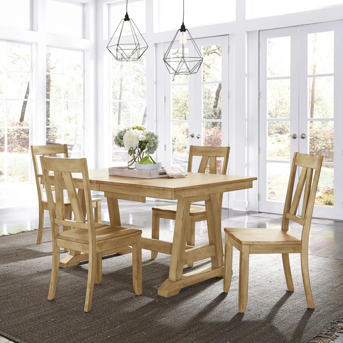 18add285526c556543bf7c078cdd1984 5 Piece Trestle Table Set - Image 1