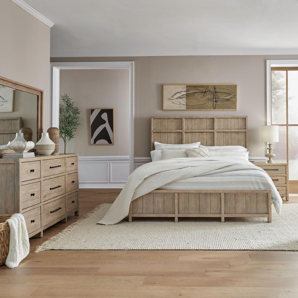 King California Panel Bed, Dresser & Mirror, Night Stand - Image 2