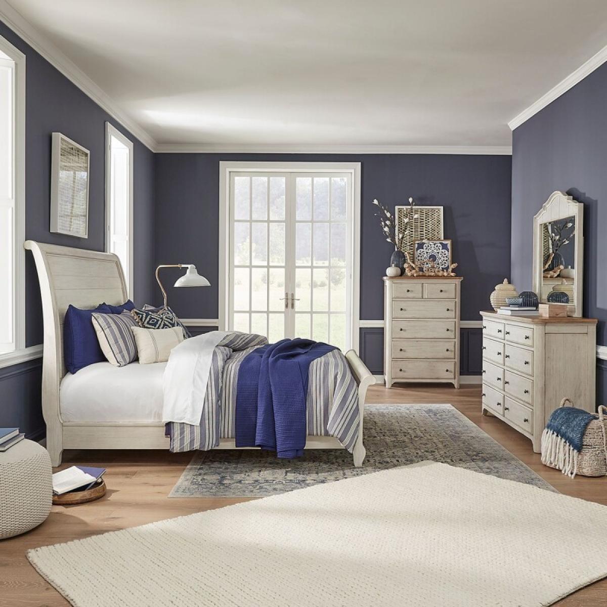 King Sleigh Bed, Dresser & Mirror, Chest - Image 2