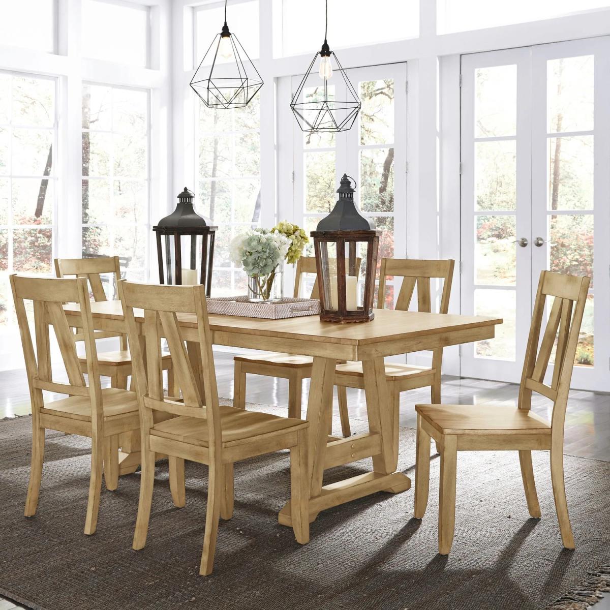 7 Piece Trestle Table Set - Image 2