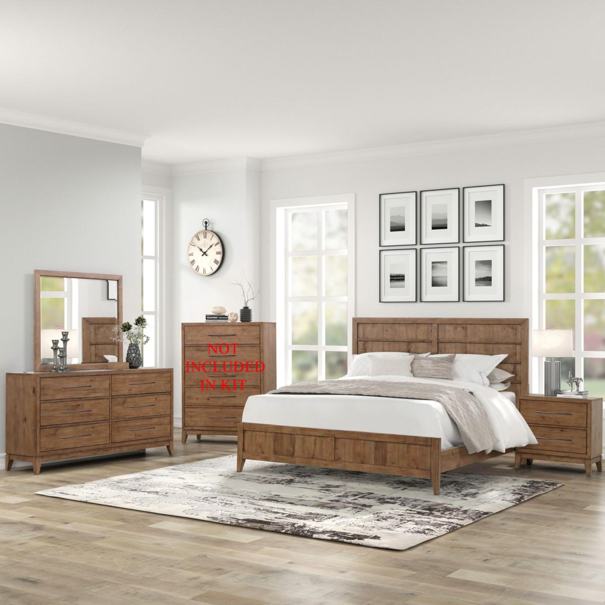 King California Panel Bed, Dresser & Mirror, Night Stand - Image 2