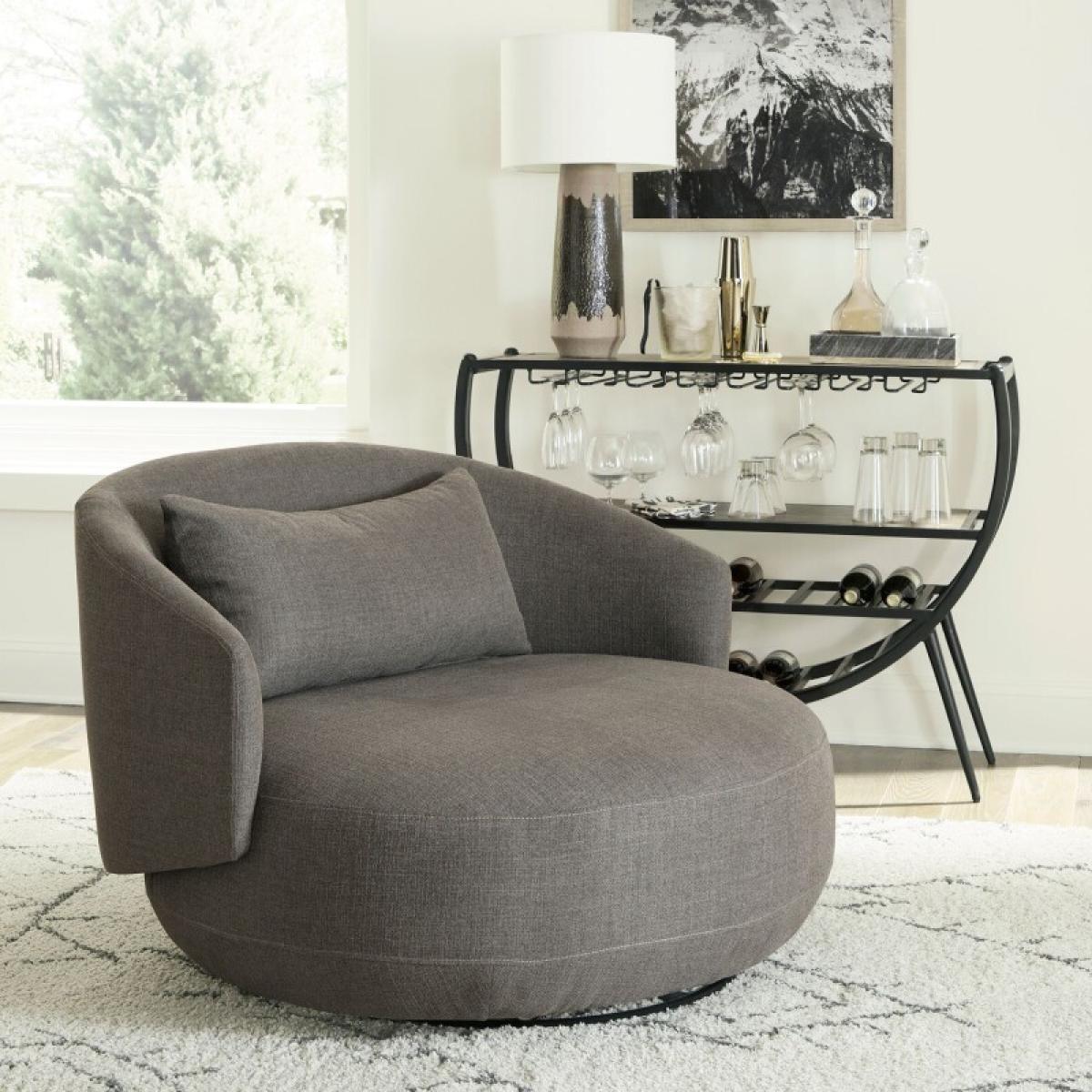 Uph Swivel Cuddler Chair - Charcoal - Image 2