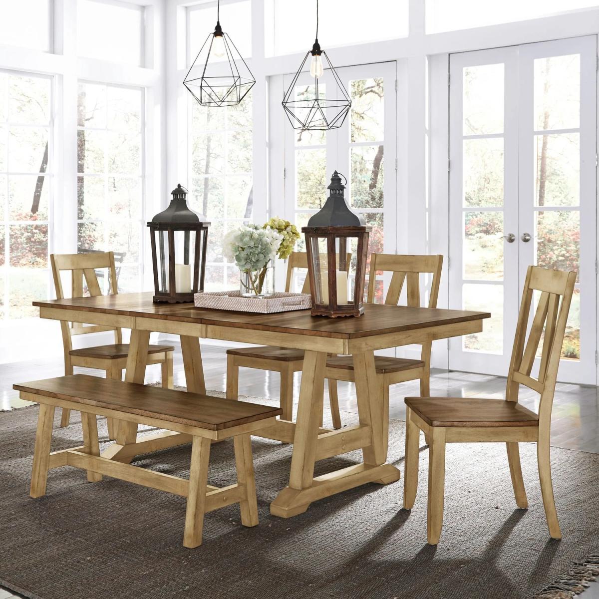 6 Piece Trestle Table Set - Image 2