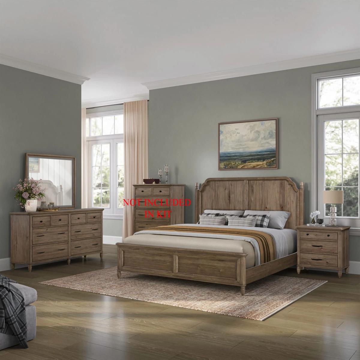 Queen Panel Bed, Dresser & Mirror, Night Stand - Image 2
