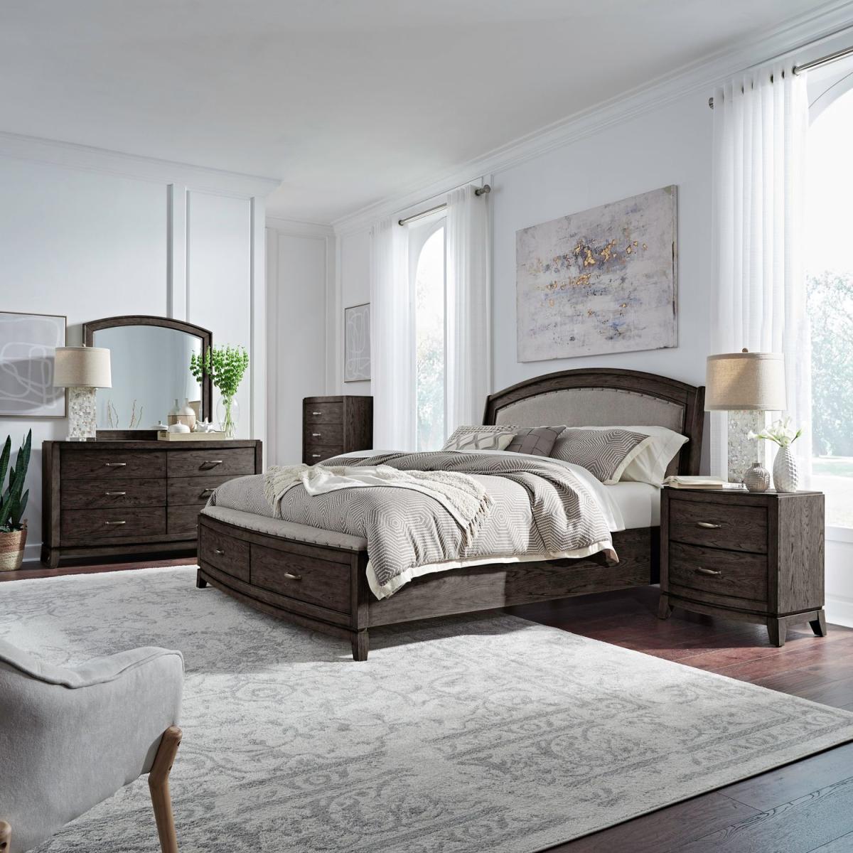 Avalon King Uph Storage Bed, Dresser & Mirror, Chest, Night Stand - Image 2