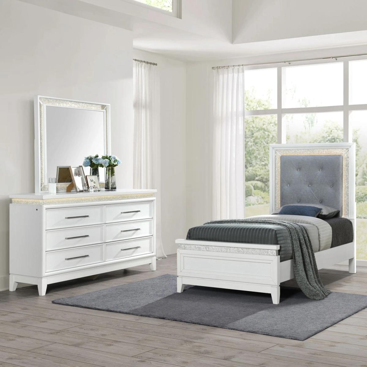 Twin Uph Bed, Dresser & Mirror - Image 3