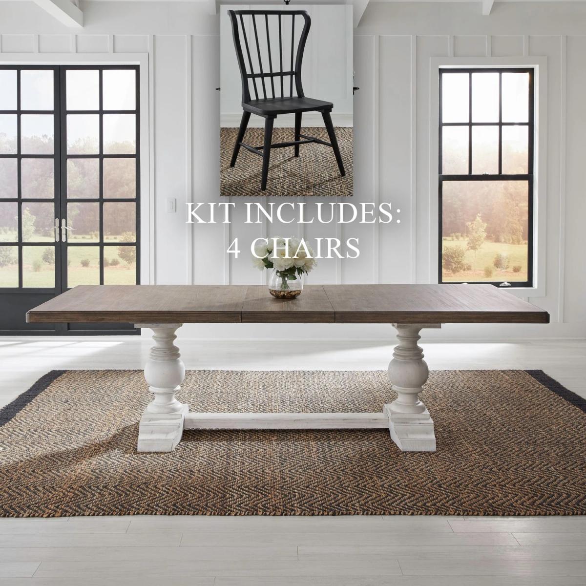 Opt 5 Piece Trestle Table Set - Image 2