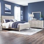 King Uph Bed, Dresser & Mirror