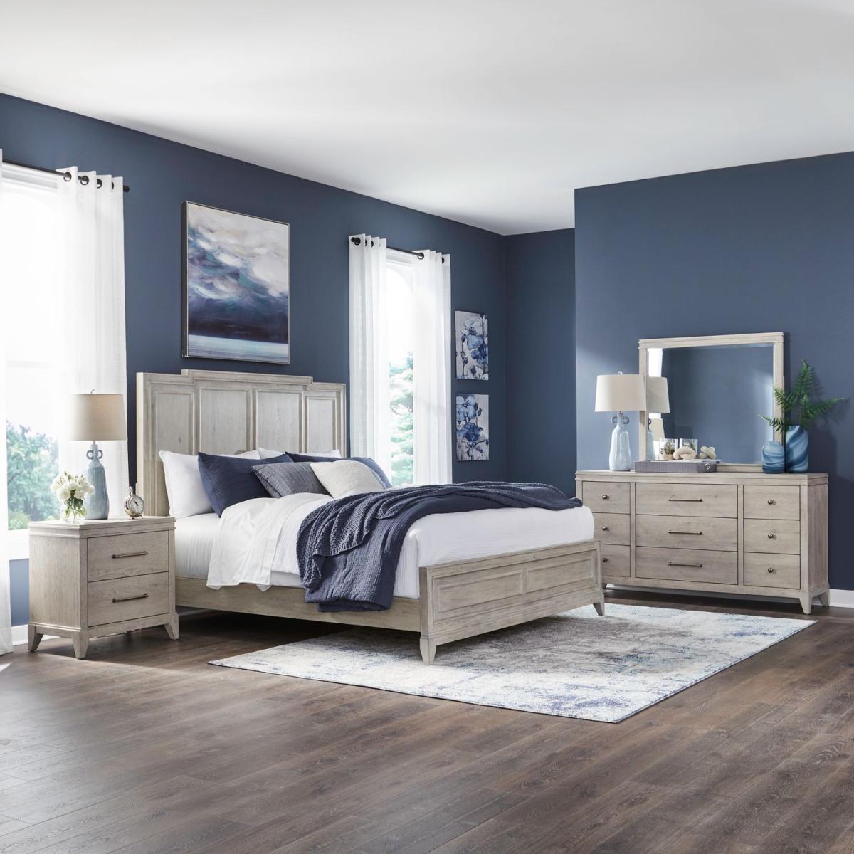 Queen Panel Bed, Dresser & Mirror, Night Stand - Image 2