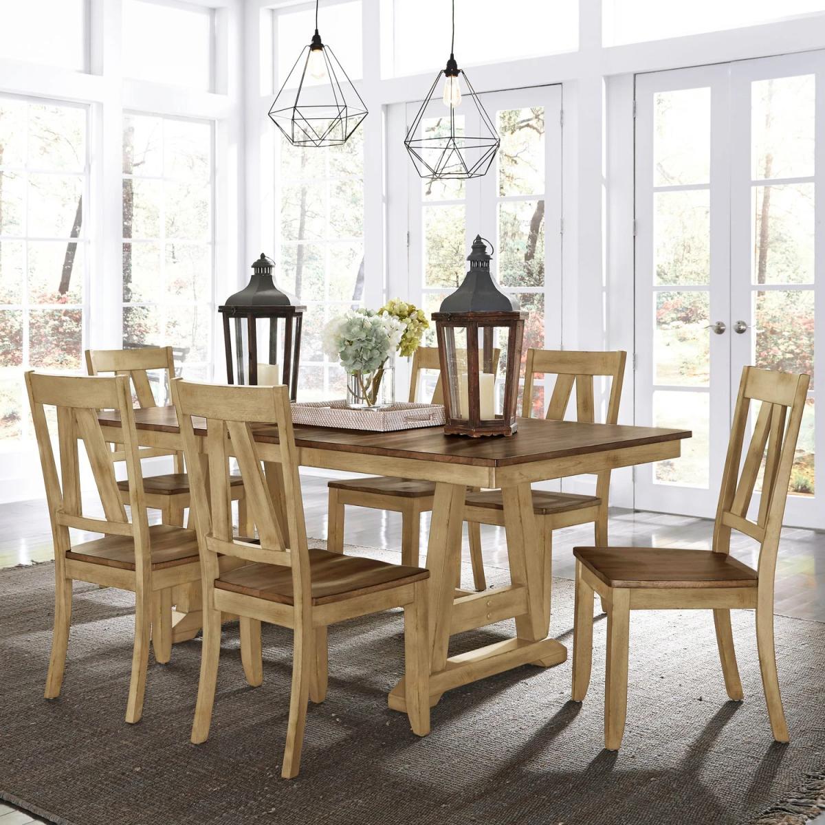 7 Piece Trestle Table Set - Image 2