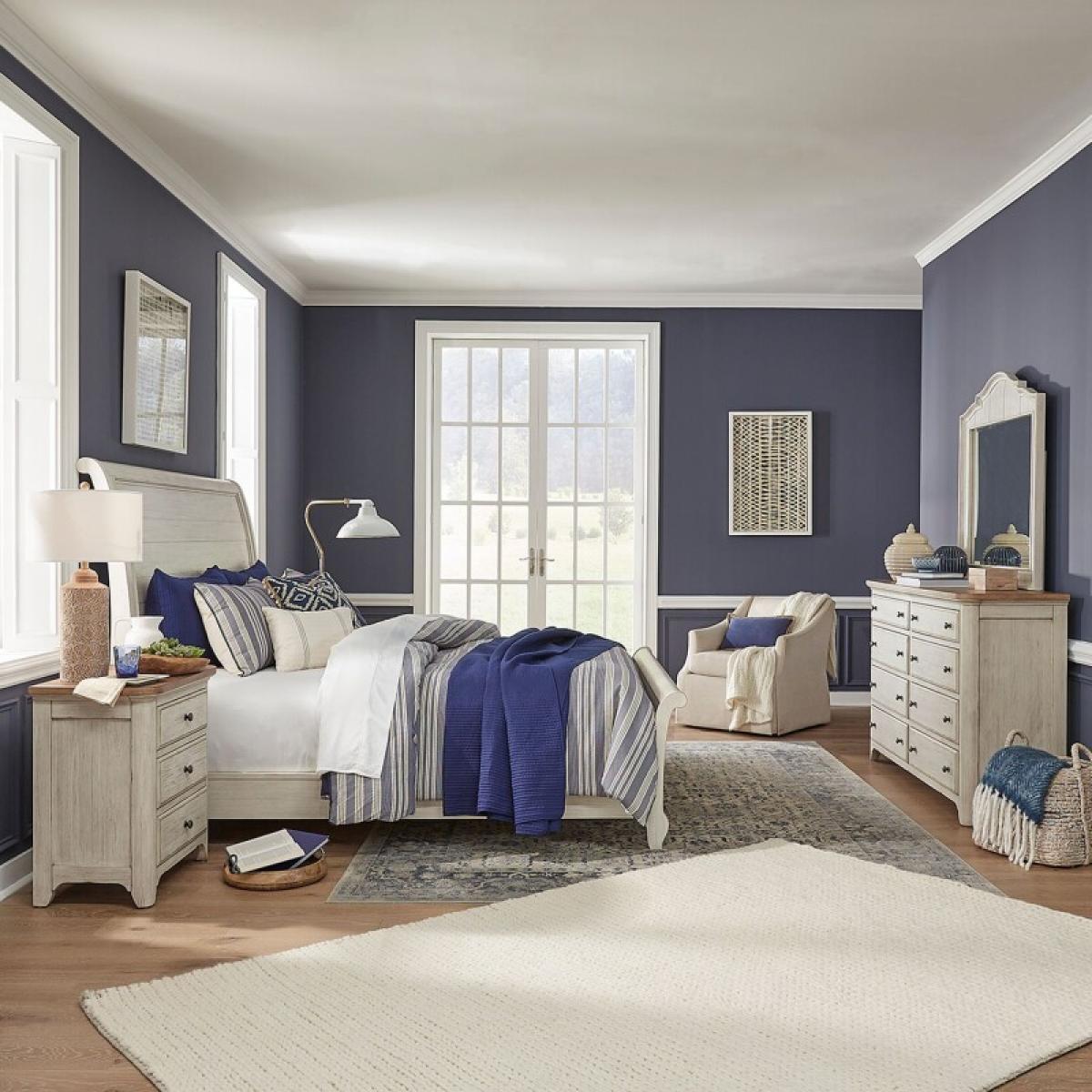 King Sleigh Bed, Dresser & Mirror, Night Stand - Image 2