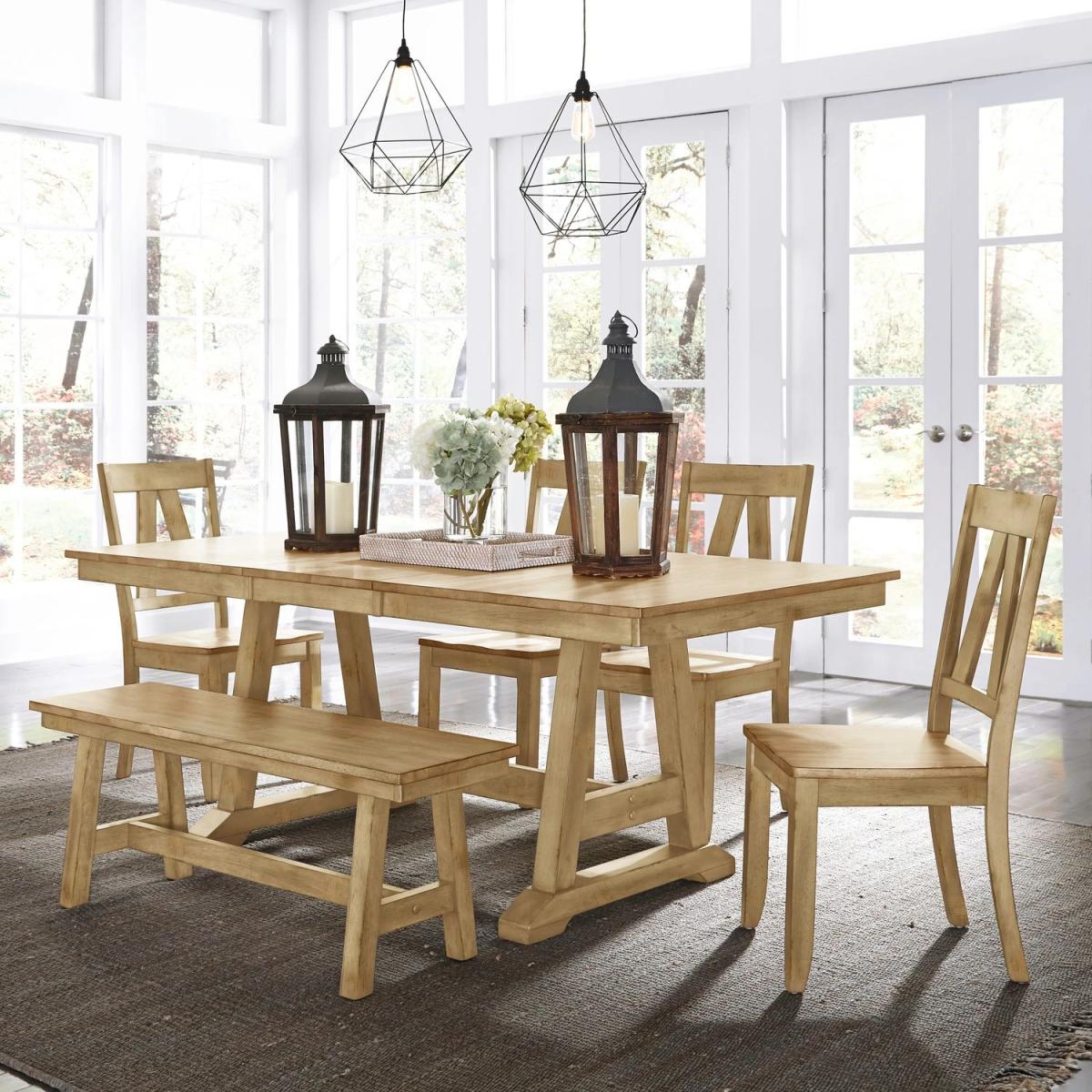 6 Piece Trestle Table Set - Image 2